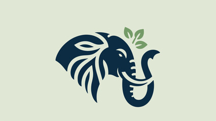 elephant head silhouette logo in flat style