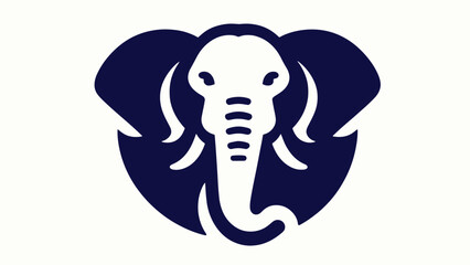 elephant head silhouette logo in flat style