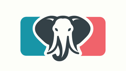 elephant head silhouette logo in flat style