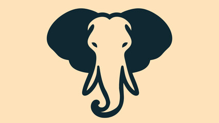elephant head silhouette logo in flat style
