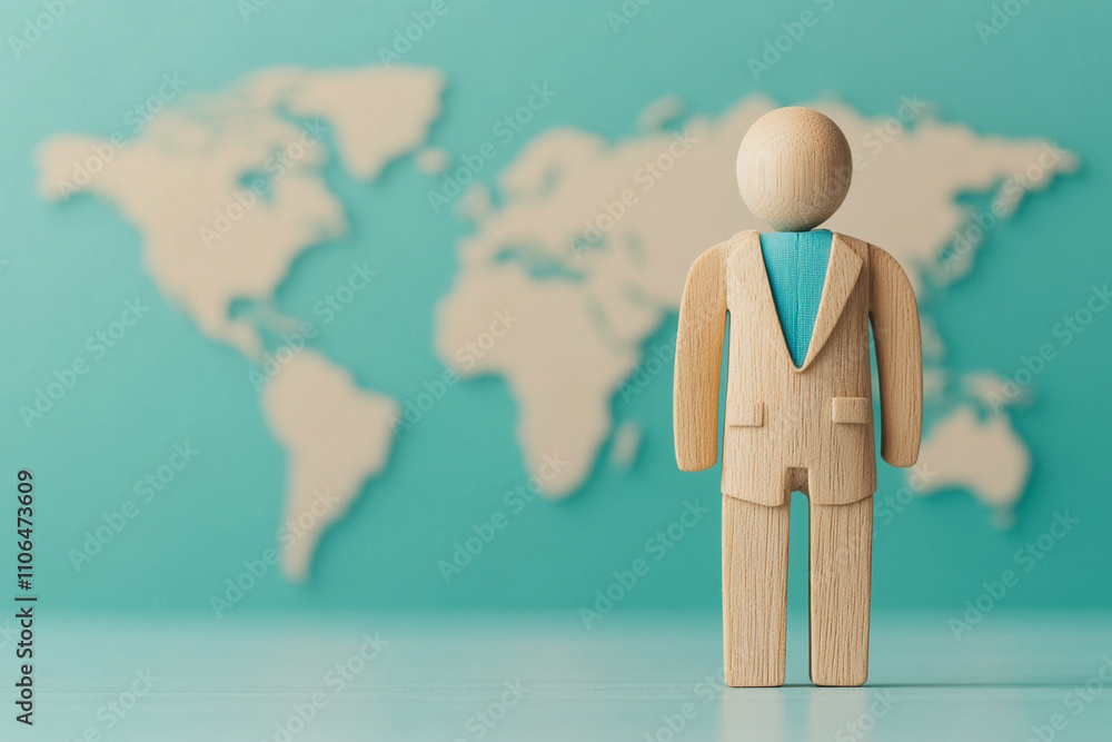 Poster ai-generated business insights global map background digital art office setting perspective on innov
