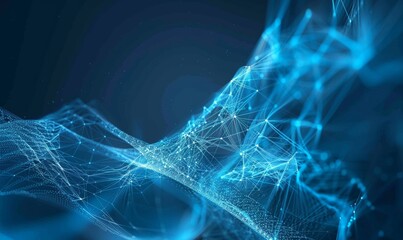 A blue and white image of a wave of lines