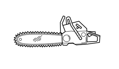 Chainsaw illustration suitable for coloring page and multipurpose
