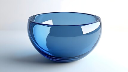 A blue bowl is sitting on a white background