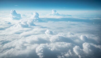 Fototapeta premium Expansive view from above the clouds, pure sky blending with dreamy cloud formations.