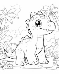 Simple Dino Drawing for Kids to Color and Discover the Joy of Prehistoric Creatures Coloring Page