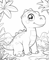 Adorable Dinosaur Line Art for Kids to Explore and Color with Their Creativity Coloring Page