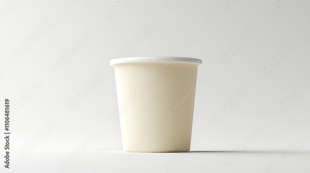 Poster a digitally created image featuring a yogurt container set against a white background, complete with