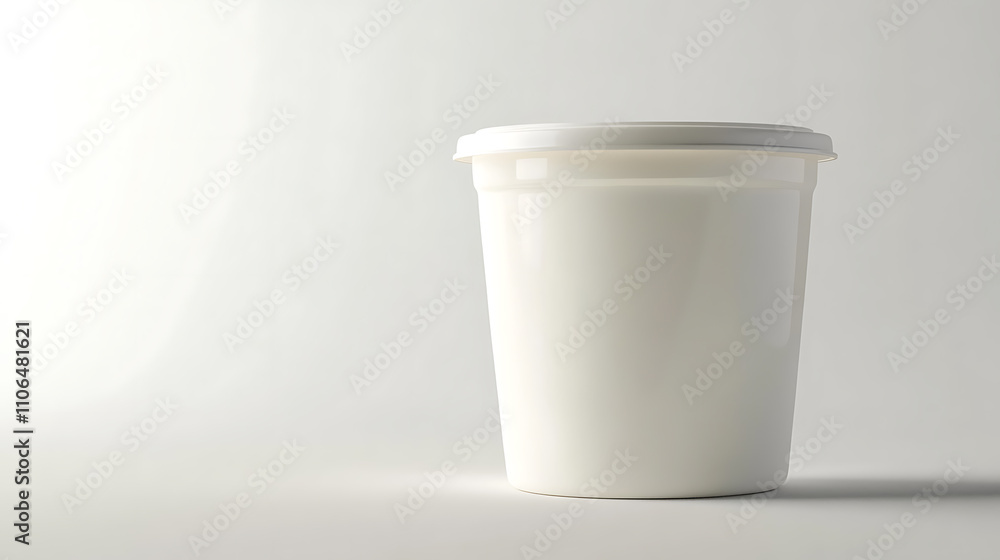 Poster a digitally created image featuring a yogurt container set against a white background, complete with