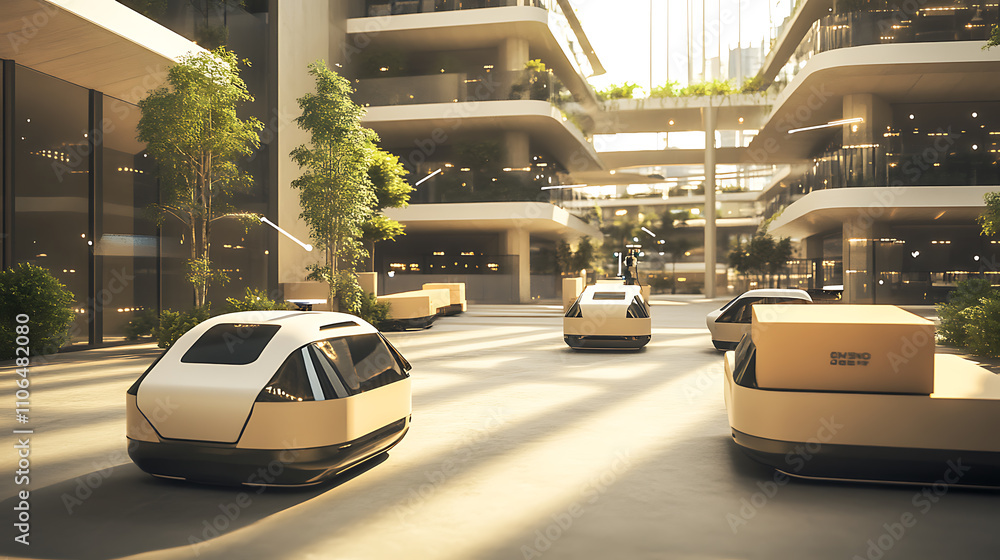Poster An innovative logistics system employs automated robotics and wireless technology for delivering shipment cartons autonomously to buildings, utilizing cloud computing for efficiency