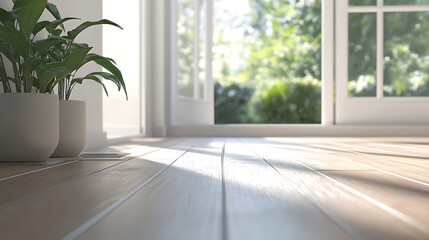 Fototapeta premium Illustration depicting a underfloor heating system installed beneath a wooden floor, rendered in 3D