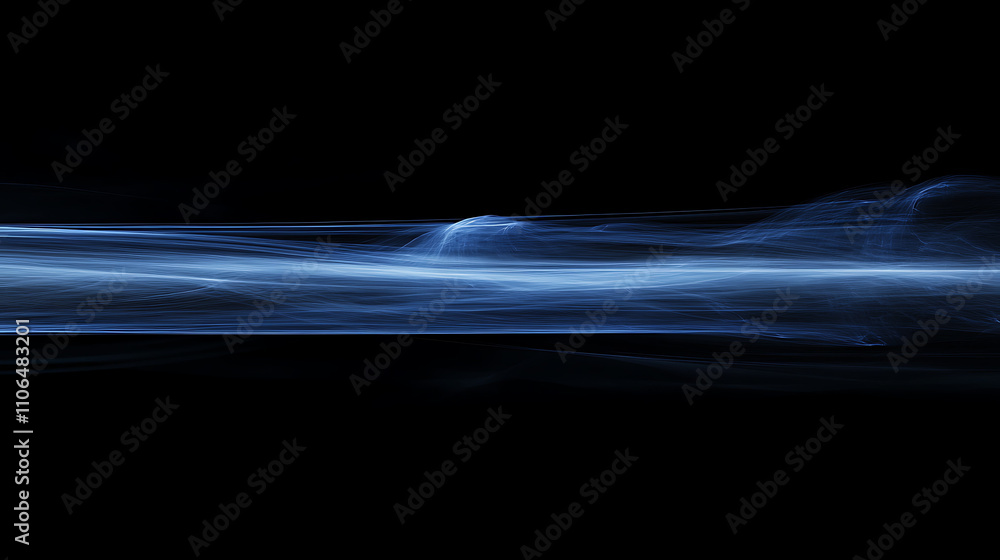 Aufkleber a digitally generated image showcasing fast-moving blue light and stripes against a black background