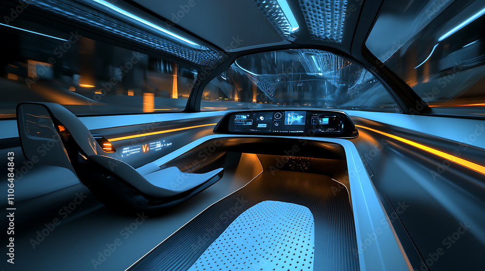 Poster In the autonomous car concept, vehicle devices are connected to various sensors, enabling the computer to perform intelligent calculations, make decisions, and assist users