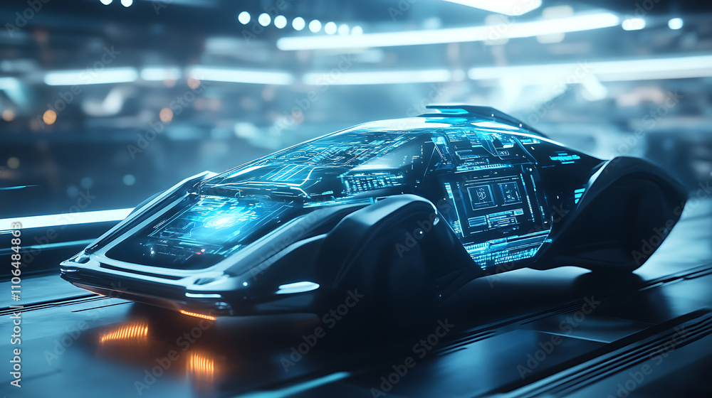 Aufkleber a futuristic vehicle integrated with a graphical user interface (gui), representing an intelligent, 