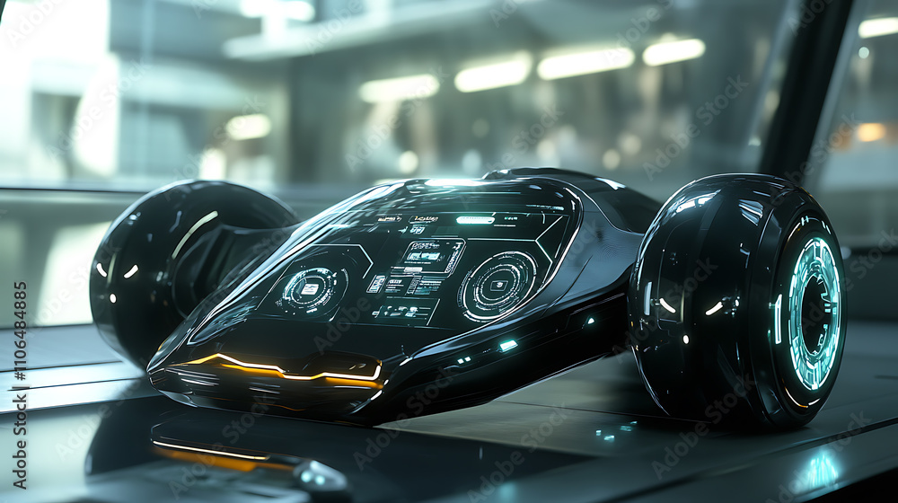 Aufkleber a futuristic vehicle integrated with a graphical user interface (gui), representing an intelligent, 