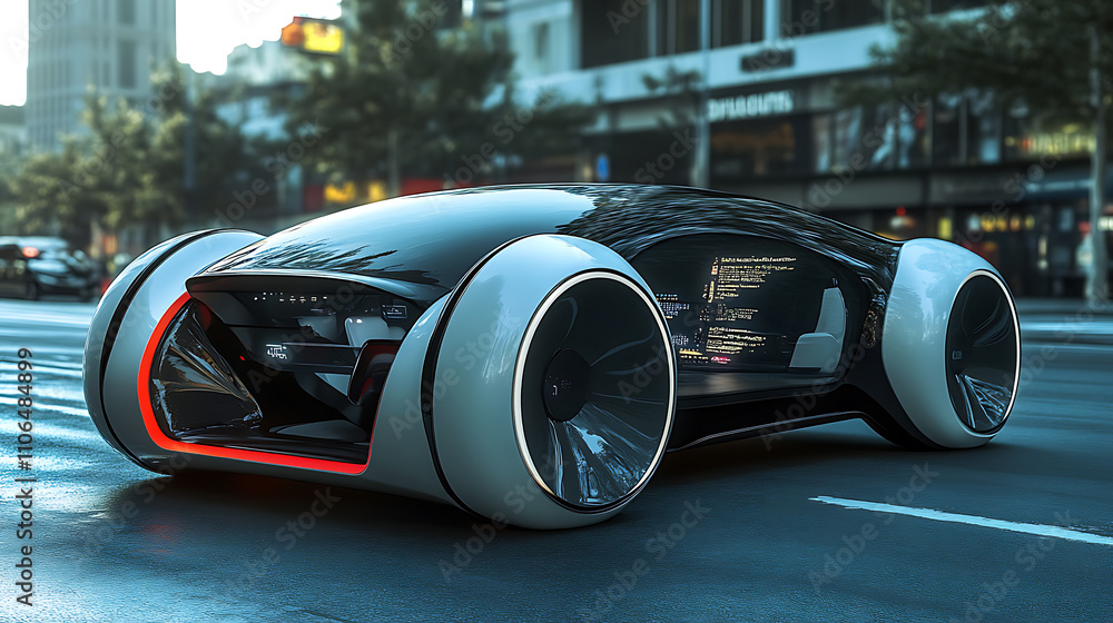 Poster In the autonomous car concept, vehicle devices are connected to various sensors, enabling the computer to perform intelligent calculations, make decisions, and assist users