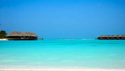 Fototapeta premium Tropical beach resort, enjoy the clear blue water and scenic sandshore