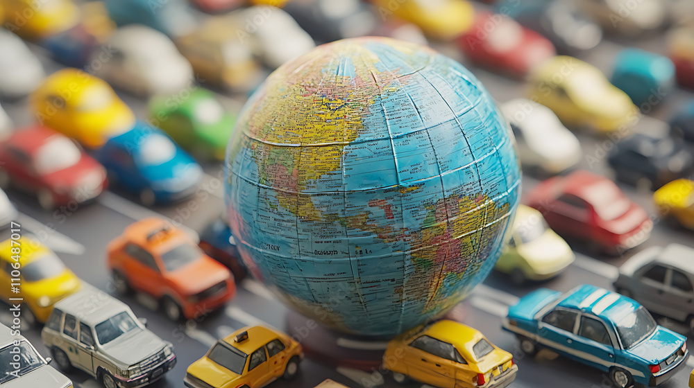 Poster global traffic resources depicted with a globe