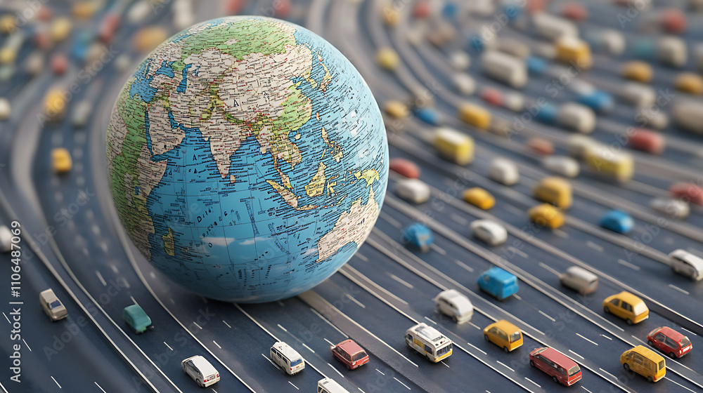 Aufkleber global traffic resources depicted with a globe