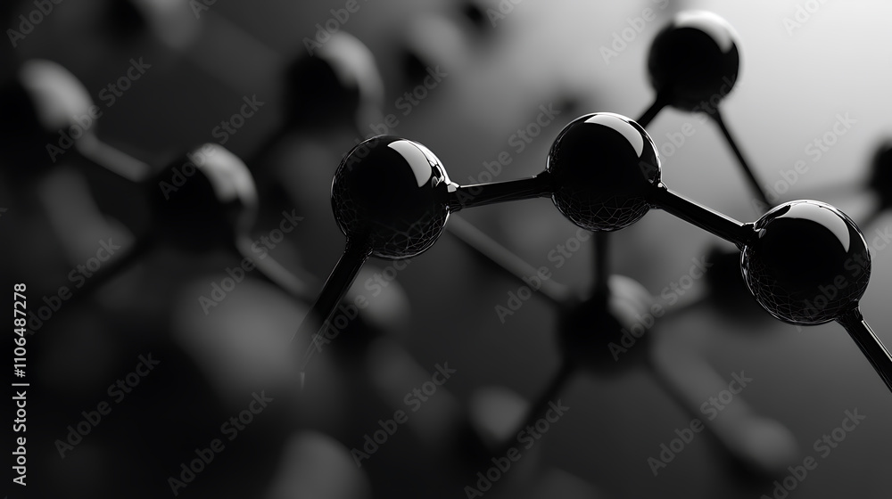 Poster illustration depicting the atomic structure of graphene, serving as a background for nanotechnology 