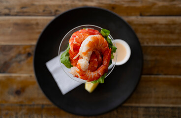 Prawn cocktail with thousand island dressing and lemon