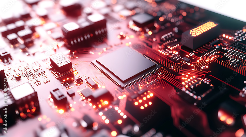 Poster isolated on a white background, a silicon wafer featuring processor cores