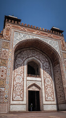 The architecture of the Tomb of Akbar in Agra, India