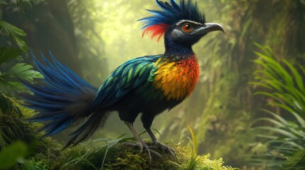 A Vibrant Bird in a Lush Jungle Setting