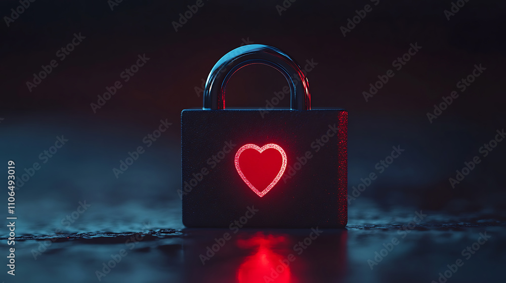 Poster A digital padlock symbolizing cybersecurity and the protection of sensitive data in a technological context, emphasizing the importance of secure information storage and safety measures
