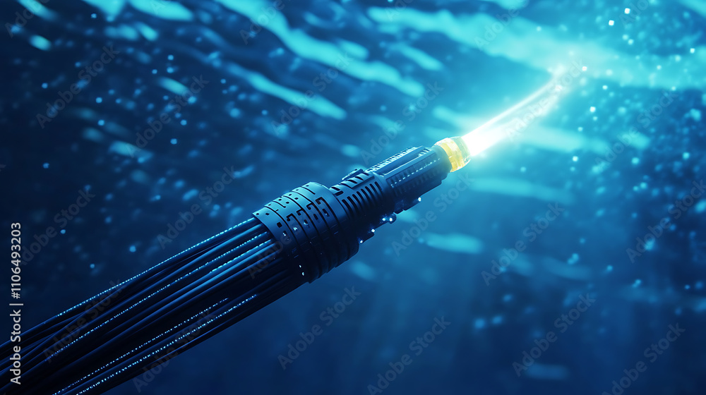 Aufkleber a high-tech submarine fiber-optic cable used for global underwater communication, transmitting data 