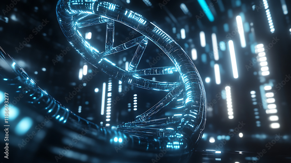Aufkleber 3d illustration of a dna helix representing advanced technology in genetic engineering, set against 
