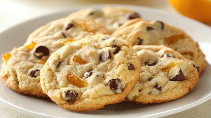 Freshly Baked Cookies with Chocolate Chips and Orange Slices