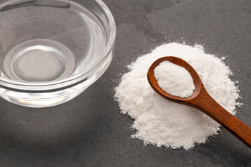 Pile of baking soda to mix with water - Healthy food.