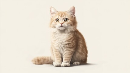 A realistic two-tone illustration of a sitting cat, featuring detailed fur texture and expressive eyes, capturing a calm and clean appearance, perfect for pet lovers and animal art enthusiasts.