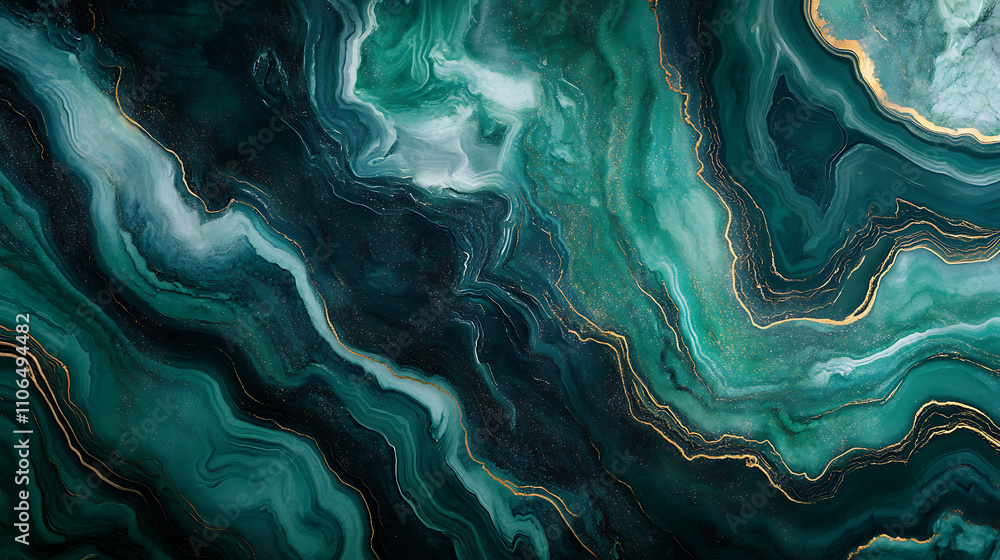 Poster dark green marble floor texture background with high resolution, counter top view of natural tiles s