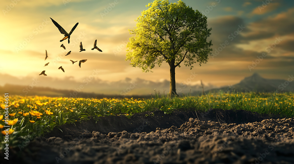 Poster an image representing the concept of climate change