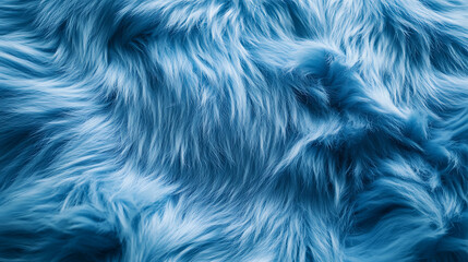 Blue delicate background of nice furry cloth, Soft loose folds on the fabric of faux fur of blue classic color as textured background, Selective focus