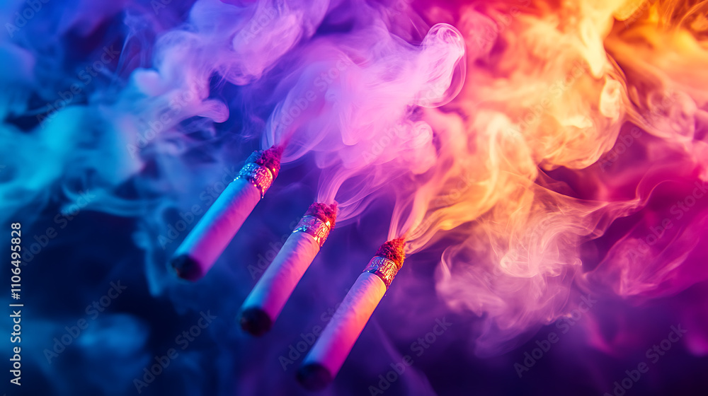 Aufkleber Neon smoke clubs in multicolored hues Creating an abstract and psychedelic visual effect for creative and vibrant projects