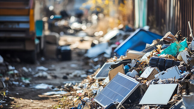 Environmental challenges of disposing of old solar panels, highlighting the need for sustainable waste management practices in the renewable energy sector