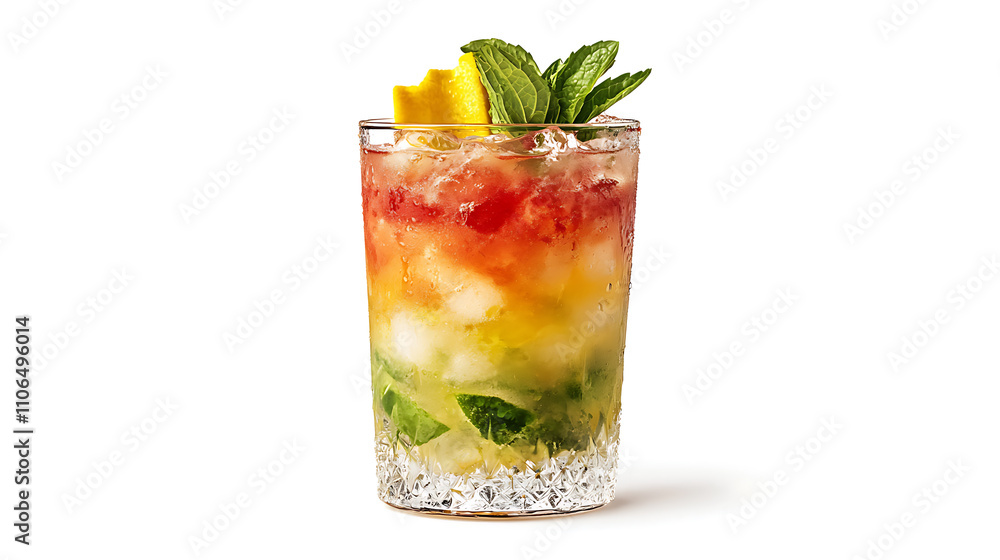 Poster refreshing caipirinha or mojito cocktail perfectly isolated on a white background showcasing the vib