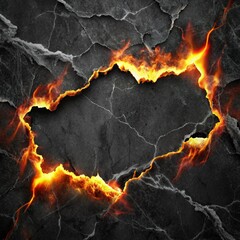 Round black fire damaged isolated on black paper texture with white marble background for your design