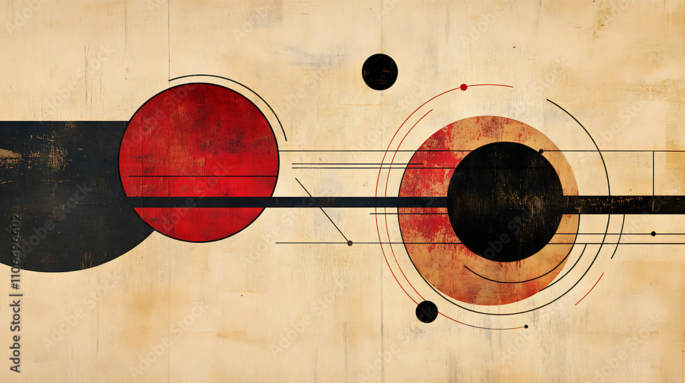Poster a abstract diagram showing circles, lines and dots