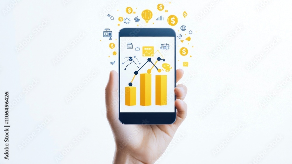 Poster business insights analysis digital workspace data visualization modern office close-up strategy deve