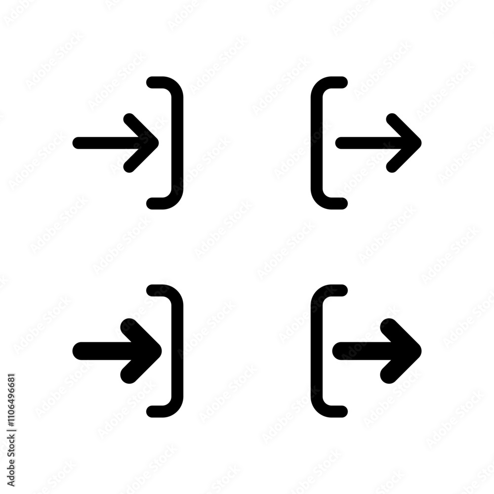 Poster enter and exit door icon set. login and logout sign symbol