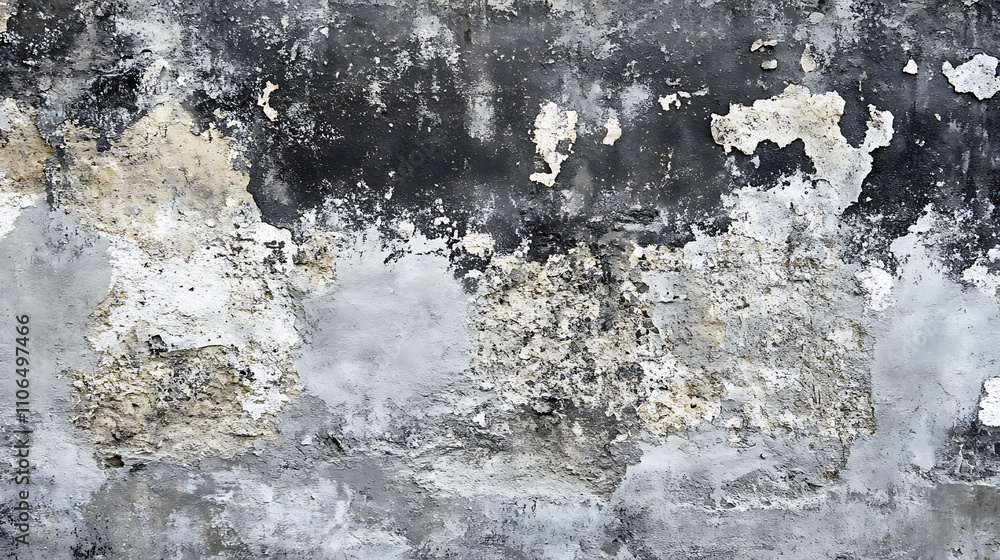 Poster Old wall texture cement dirty gray with black background abstract grey and silver color design are light with white background
