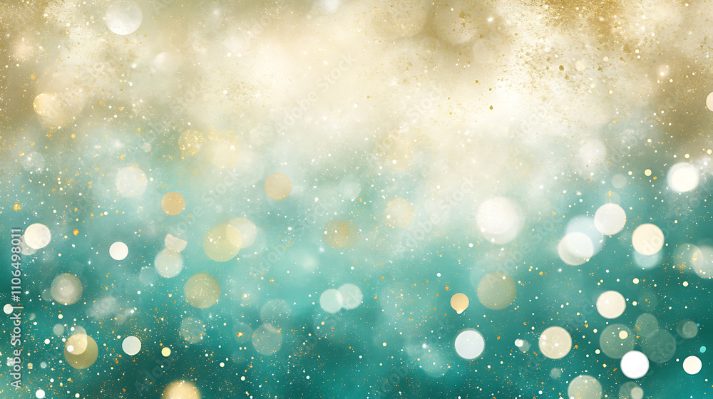 Aufkleber teal green and gold abstract bokeh background perfect for festive or celebratory occasions adding a 