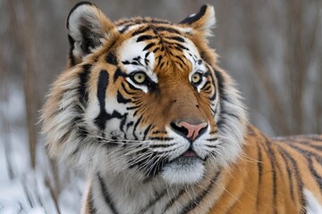 A stunning portrait of an Amur Tiger, one of the rarest and most endangered big cats in the world