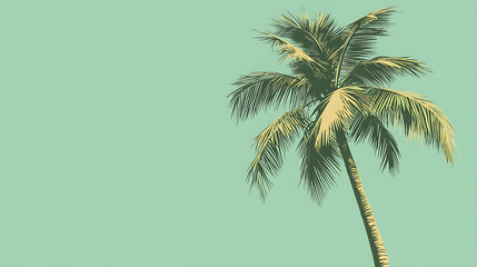 Tropical backdrop with a palm tree in color