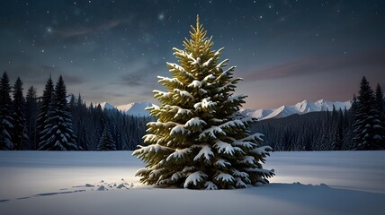 Christmas tree with snow