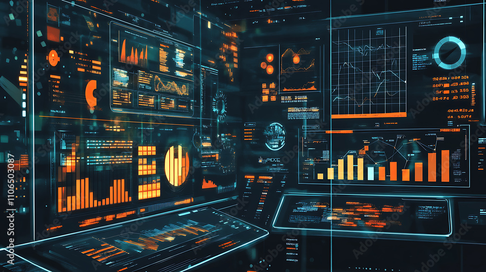Poster Illustration showcasing the analysis of data charts Emphasizing the importance of visual data presentation in strategic decision-making